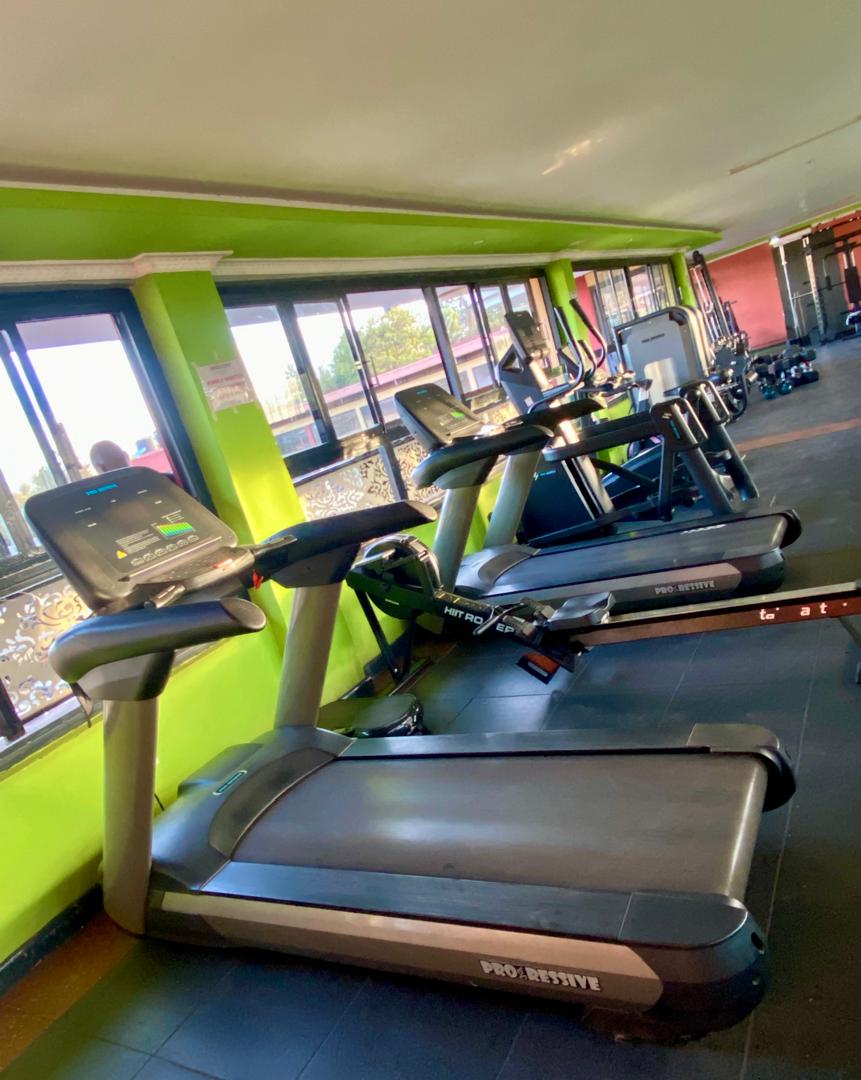 Treadmills beside the windows at Shiloh Gym